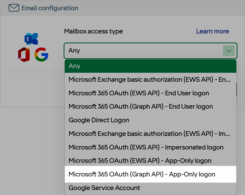 Mailbox Access Type field